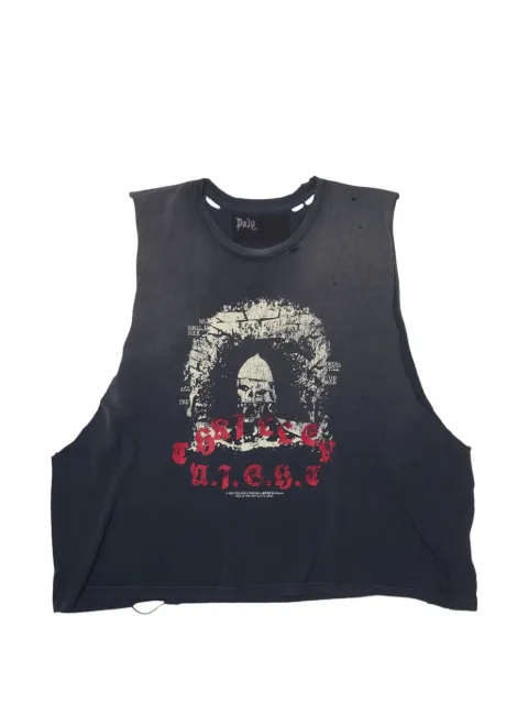 Paly Hollywood Thriller Night cut-off distressed tank top Black 1U002Q1010BLK