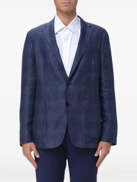 Zegna check-pattern single-breasted blazer Blue 1D7SG0383017A37
