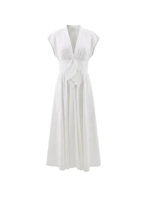 Alaïa bow-detail pleated midi dress White AA9R3141T611D