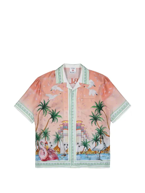 Casablanca Ethereal Cuban-collar short-sleeved shirt Pink MPF26SH00306