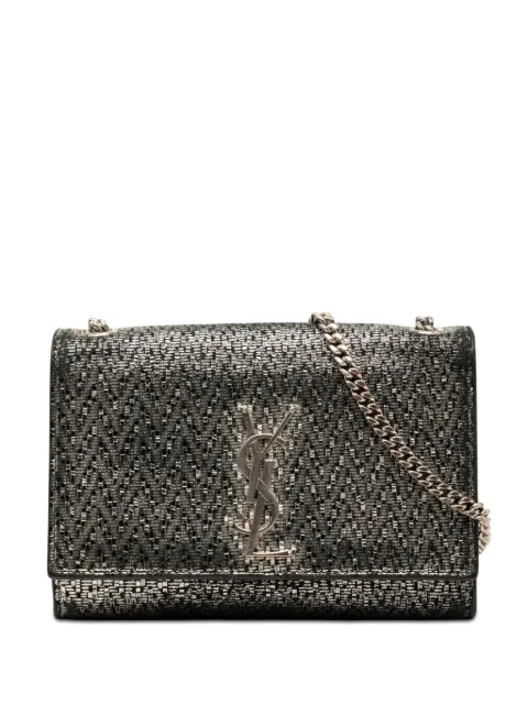 Saint Laurent Pre-Owned 2018 Small Metallic Chevron Calfskin Monogram Kate crossbody bag Silver PMR220A6LE3PAD3A