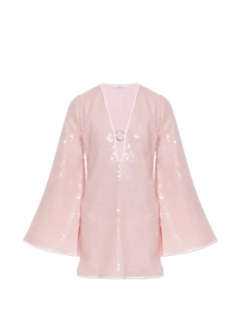 Oséree O Gem sequin-embellished bell-sleeves mini dress Pink AKF268SEQUINS