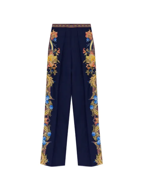 ETRO floral-print silk trousers Blue WREA0014AK14S