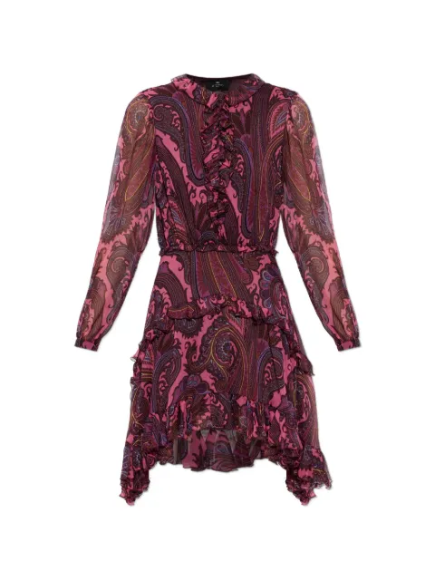 ETRO paisley-print asymmetric-hem mini dress Red WRHA066799SA119