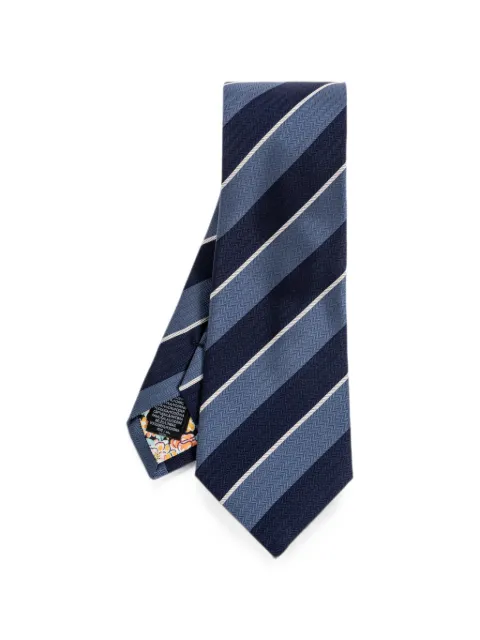 Paul Smith diagonal-stripe herringbone-weave tie Blue M1A0TIEW41788