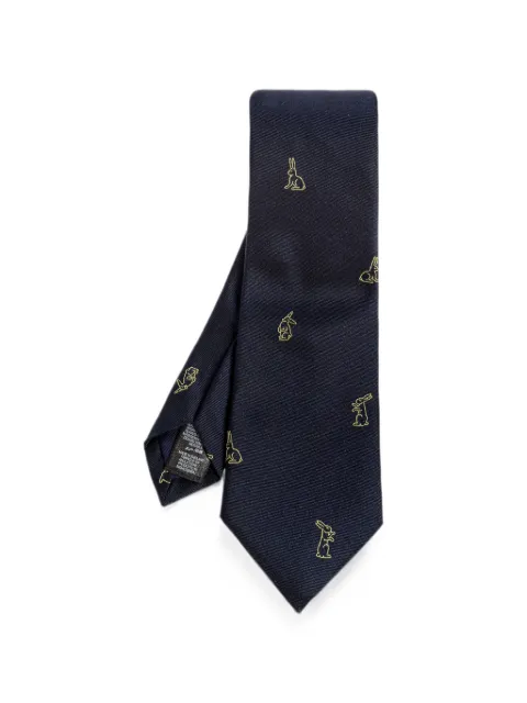 Paul Smith rabbit-embroidered silk tie Blue M1A0TIEW41783