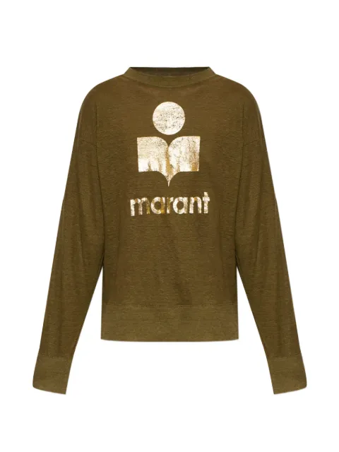 MARANT ÉTOILE Klowia logo-printed long-sleeved T-shirt Green TS0005FAA1N10E