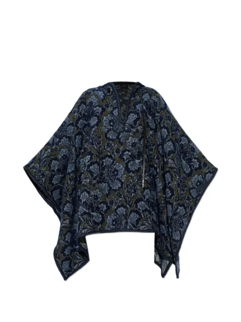 ETRO floral-motif poncho Blue WRBD003099TJB1C