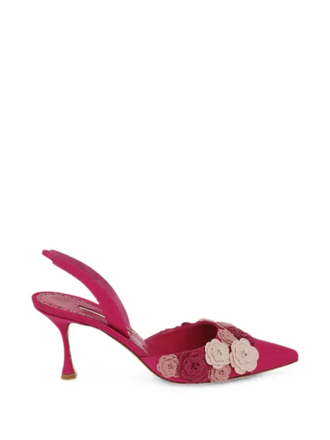 Manolo Blahnik Svemutasli floral-embellished slingback pumps Pink 2262205BPNKYEMB