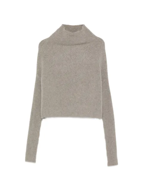 Rick Owens high-neck ribbed-sleeve sweater Grey RP02F5629KWSF