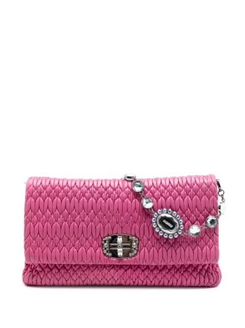 Miu Miu Pre-Owned 2010-2026 Matelasse Nappa Crystal Chain satchel Pink 3VDLXMWX2POH1DDC