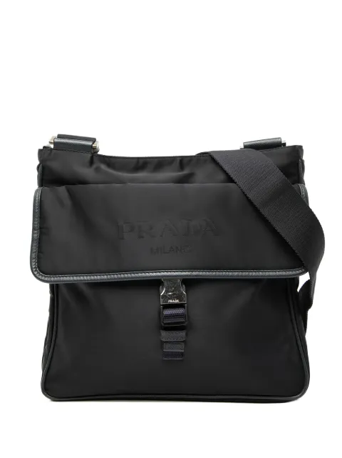 Prada Pre-Owned 2013-2026 Saffiano Trimmed Tessuto Zip Top crossbody bag Black AXWAZWK246OH32R6