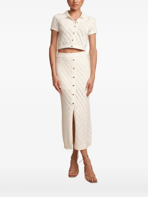 HEVRON Arlet diamond-pointelle button-up cardigan White HSP24T079