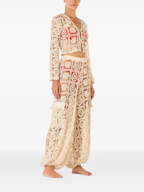 PALMACEA Amuna crochet-knit cargo pants Neutrals J2065