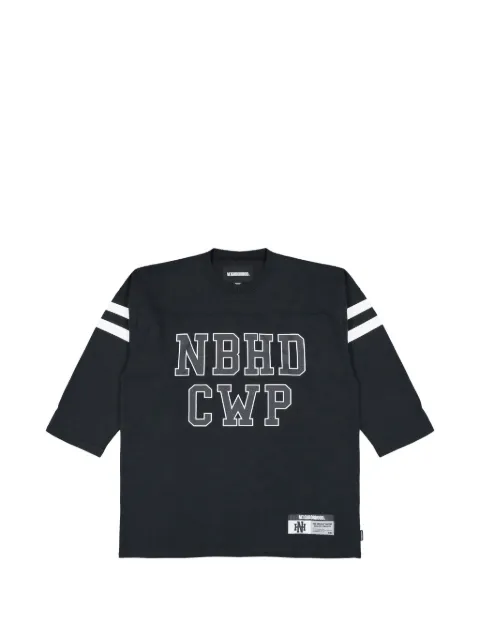 Neighborhood logo-print striped-sleeve football T-shirt Black 261FPNHCSM11