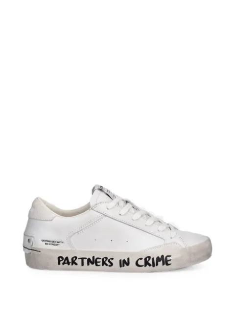 Crime London Distressed slogan-print sneakers White 26001PP5