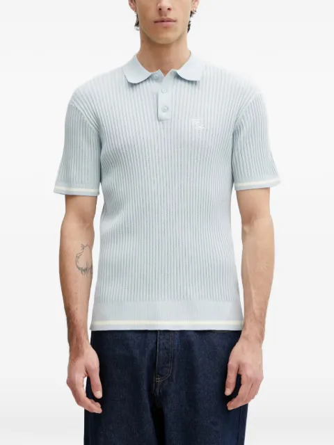 Filling Pieces ribbed-knit polo shirt Blue 412670500302