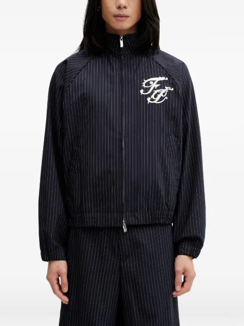 Filling Pieces Coach pinstripe-pattern logo-patch jacket Blue 412660501261