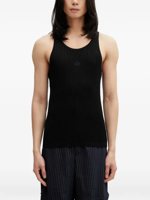 Filling Pieces ribbed-knit embroidered-logo vest Black 412622500292