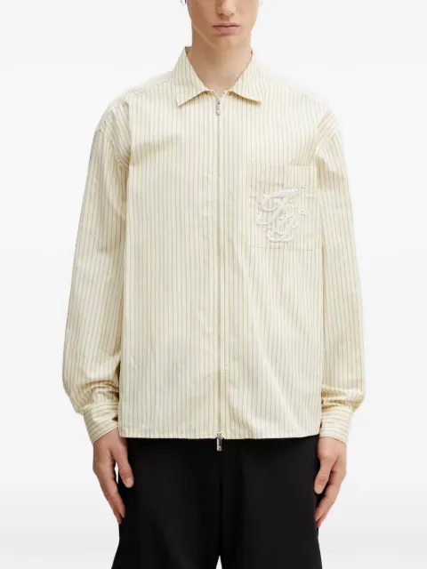Filling Pieces striped embroidered-logo shirt Yellow 412621501294