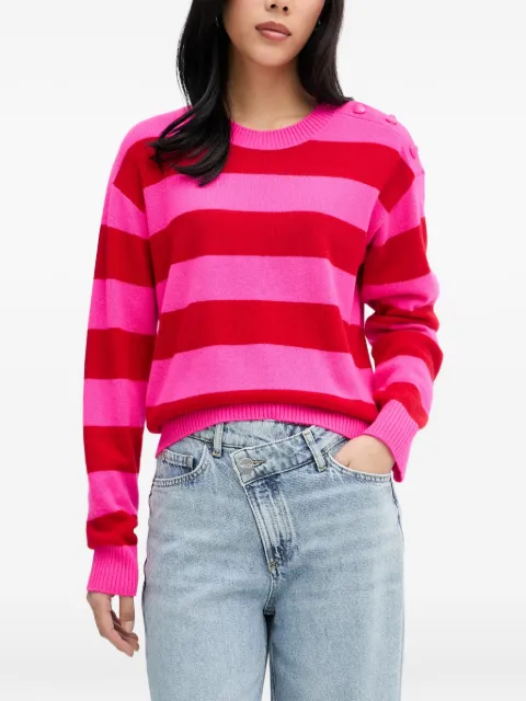 FROM FUTURE striped heart-button sweater Pink WPR03572