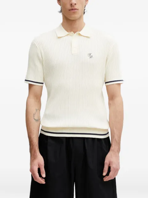 Filling Pieces ribbed-knit embroidered-logo polo shirt Neutrals 412670500302