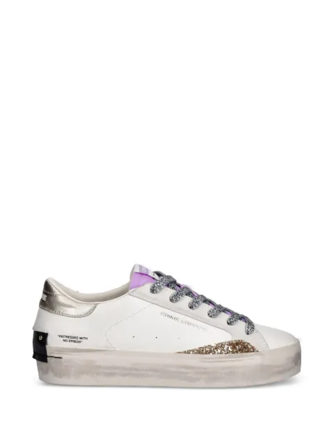 Crime London Distressed Platform glitter-detail sneakers White 29055PP810