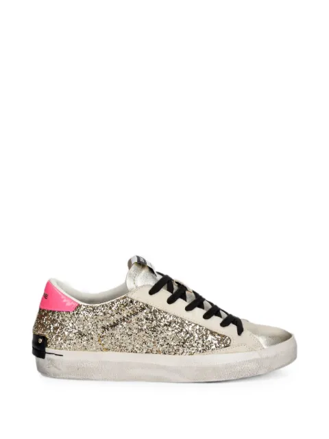 Crime London Distressed glitter-details sneakers Gold 25016II851