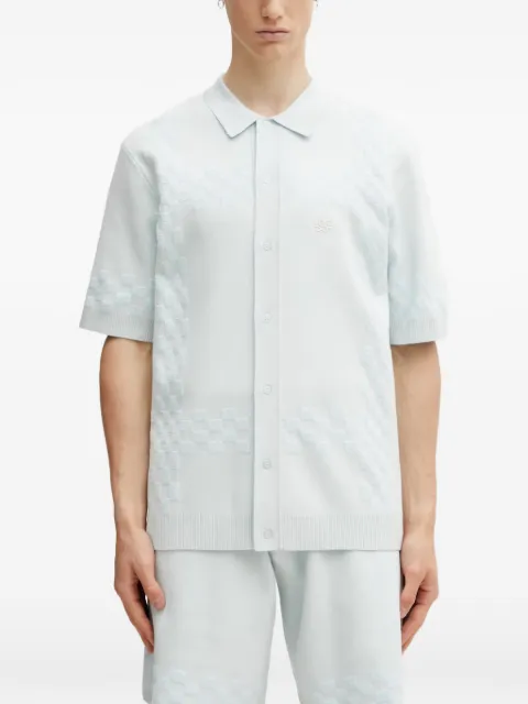 Filling Pieces Resort checkered-knit short-sleeve shirt Blue 412671500325