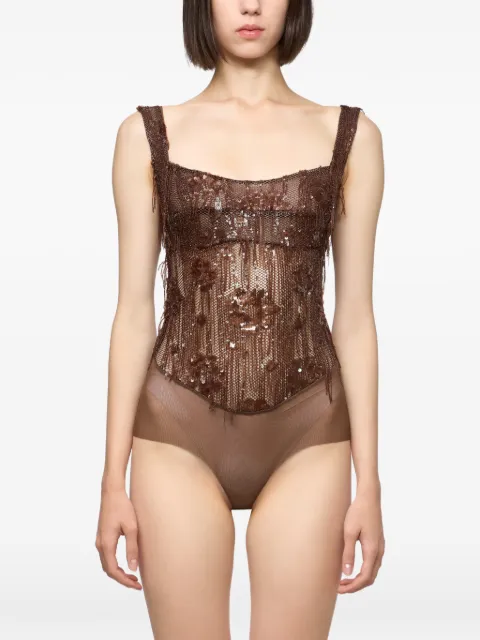 Atu Body Couture sequin-embellished corset bodysuit Brown AT26150