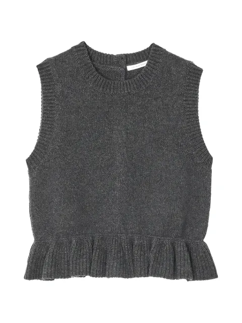 Cecilie Bahnsen Bill ruffled knitted vest Grey CBBILLVESTRECYCLEDCASHMERE