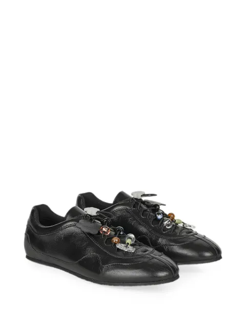 Cecilie Bahnsen Blaise bead-embellished leather low-top sneakers Black CBBLAISESNEAKERSTEXTUREDLEATHER