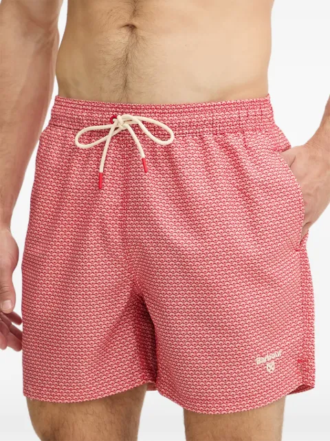 Barbour Shell geometric-print drawstring swim shorts Red MSW0069