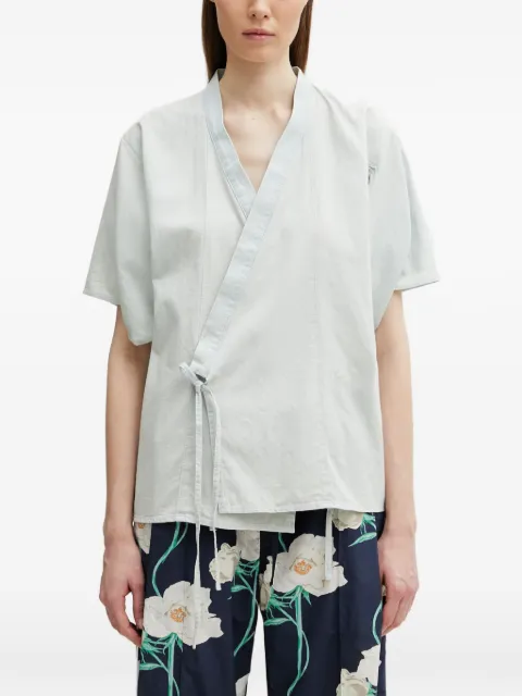 Kenzo wrap-style short-sleeve top Blue FG52DC2536F4