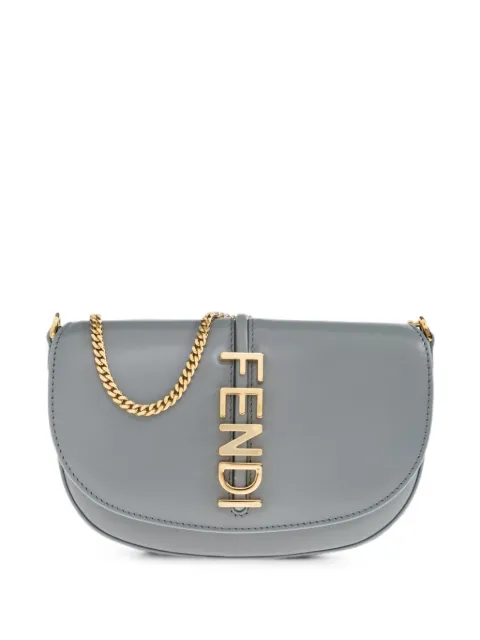 FENDI Fendigraphy logo-plaque shoulder bag Blue 8M0529ANSS