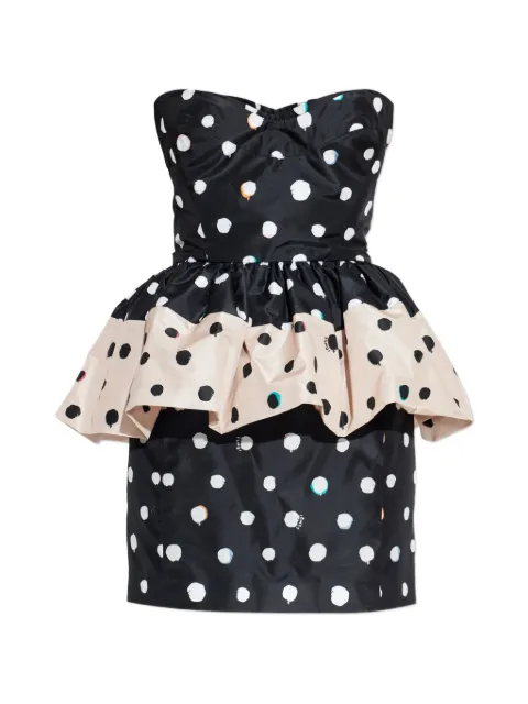FENDI Falena Dots peplum mini dress Black FDD509AVJQ