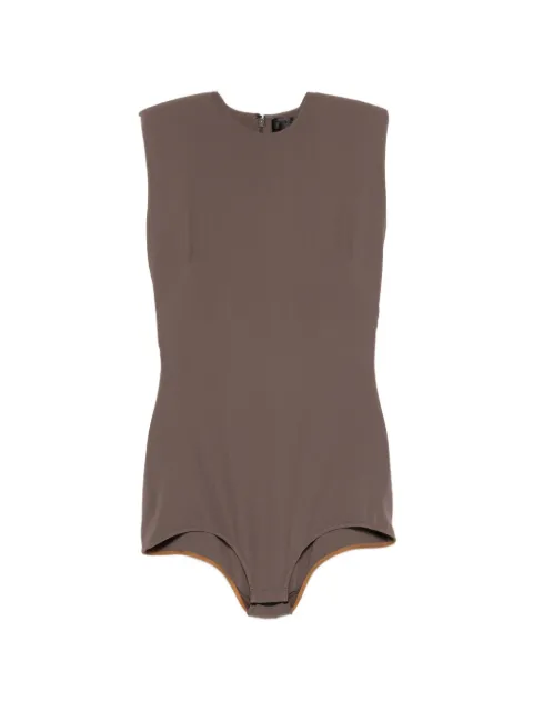 Mugler padded-shoulder sleeveless bodysuit Brown 26S1BO03211030