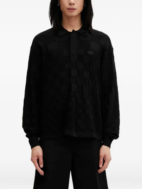 Filling Pieces Rugby check-pattern logo-embroidered sweatshirt Black 412675500243