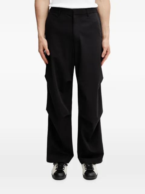 Filling Pieces pleat-detail logo-embroidered wide-leg pants Black 412650501295