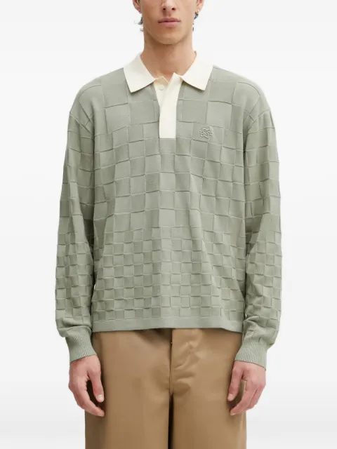 Filling Pieces Rugbycheckerboard-knit long-sleeve sweatshirt Grey 412675500243