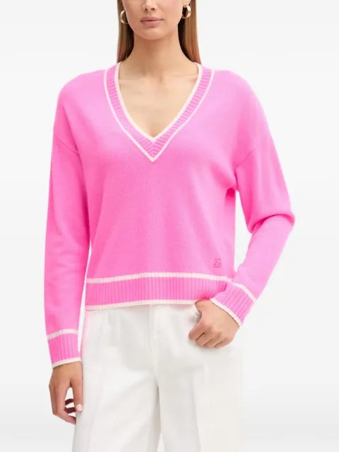 FROM FUTURE striped-trim V-neck sweater Pink WPV03726