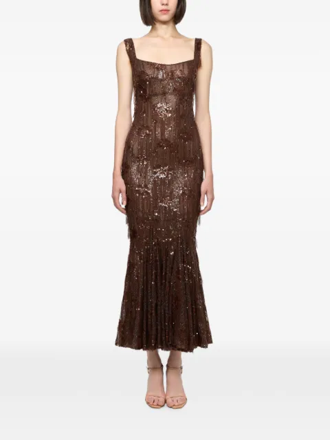 Atu Body Couture sequin-embellished lace dress Brown AT26138
