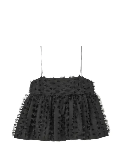 Cecilie Bahnsen Babette fil-coupé sleeveless peplum blouse Black CBBABETTETOPFIAMMAFILCOUP