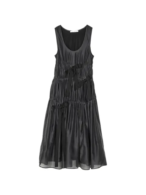 Cecilie Bahnsen Fara smocked organza flared midi dress Black CBFARADRESSHYBRIDORGANZA
