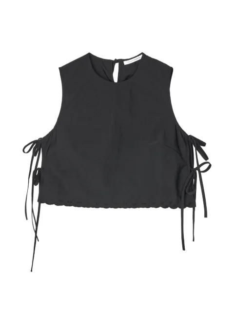 Cecilie Bahnsen Feeba embroidered side-tie sleeveless blouse Black CBFEEBATOPEMBROIDEREDTAFFETA