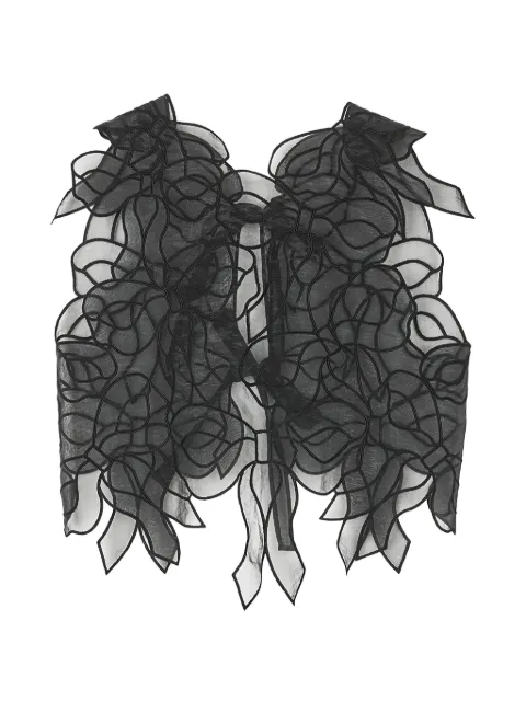 Cecilie Bahnsen Abaya bow-embroidered sheer blouse Black CBAYATOPBOWEMBROIDERY