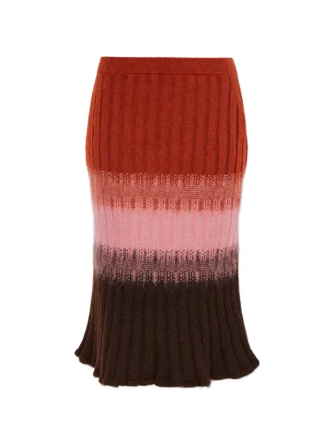 FENDI ribbed-knit striped midi skirt Red FZQ994AYLT