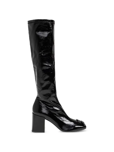 Courrèges Reedition patent finish knee-high boots Black PERSBT002VY00350
