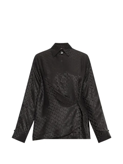 FENDI monogram-pattern wrap shirt Black FS8287AUQG