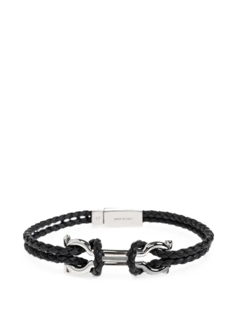 Ferragamo Gancini braided leather bracelet Silver 770422